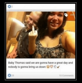 middle finger mother and child